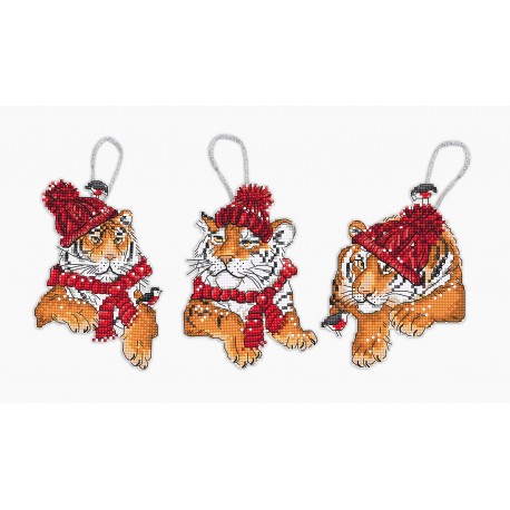 click here to view larger image of Christmas Tigers Toy Kit (counted cross stitch kit)
