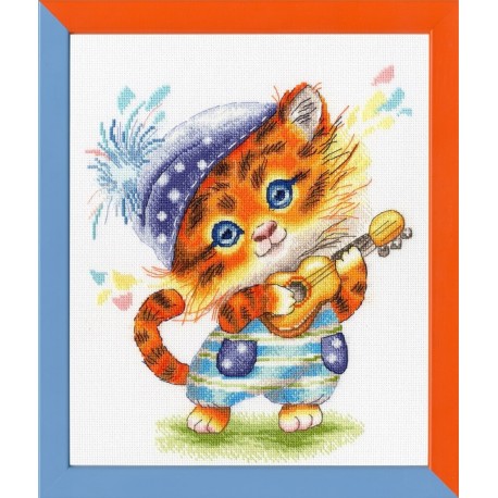 click here to view larger image of Tiger Guitarist (counted cross stitch kit)