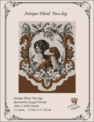 click here to view larger image of Antique Floral Two Dog (chart)