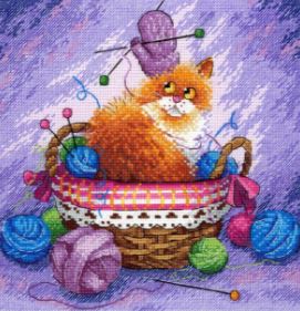 click here to view larger image of Cat and Thread Balls (counted cross stitch kit)