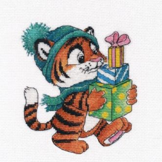 click here to view larger image of Tiger with Gifts (counted cross stitch kit)