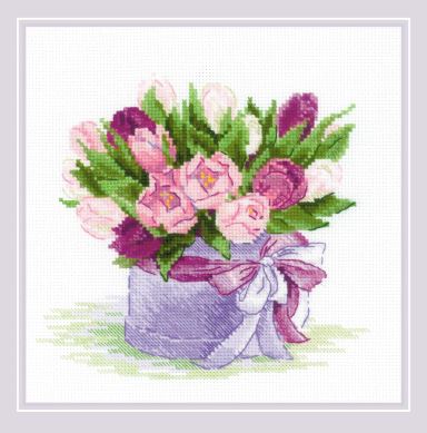 click here to view larger image of Tulips Hat Box (counted cross stitch kit)