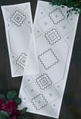 click here to view larger image of Hardanger Table Runner (right) (Hardanger and Cut Work)