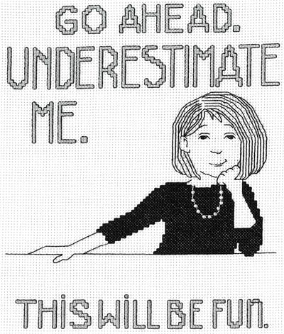 click here to view larger image of Underestimate Me - Mary Engelbreit (counted cross stitch kit)