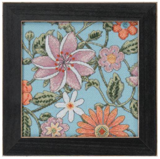 click here to view larger image of  Floral Blue 2 (2022) (counted cross stitch kit)