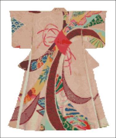 click here to view larger image of Kimono 002 - Pink Ribbons (chart)