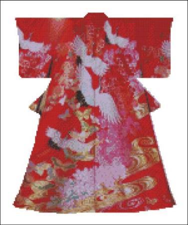 click here to view larger image of Kimono 005 - Flying Cranes (chart)