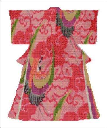 click here to view larger image of Kimono 0111 - Red Floral Swirl (chart)