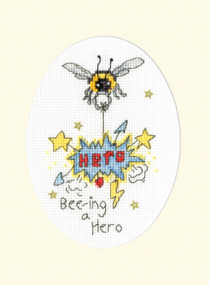 click here to view larger image of Bee-ing a Hero Greeting Card (counted cross stitch kit)