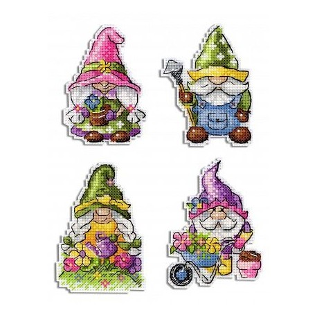 click here to view larger image of Garden Gnomes Magnets (counted cross stitch kit)