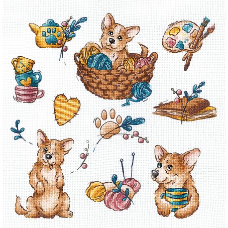 click here to view larger image of Sampler - Corgi (counted cross stitch kit)