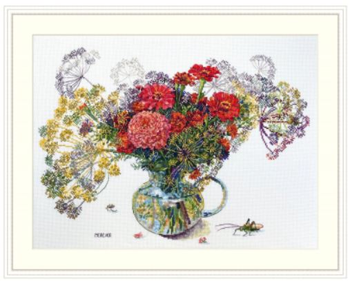 click here to view larger image of Zinnia and Dill (counted cross stitch kit)