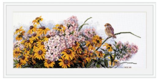 click here to view larger image of Black Eyed Susans and Phlox (counted cross stitch kit)