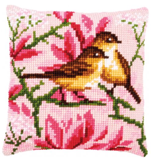 click here to view larger image of Bird and Magnolia Cushion (counted canvas kit)