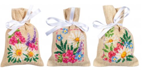click here to view larger image of Spring Flower Bags (counted cross stitch kit)