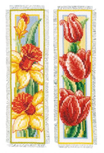 click here to view larger image of Flowers Bookmarks (counted cross stitch kit)
