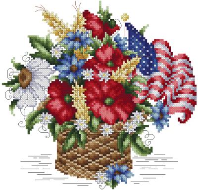 click here to view larger image of Patriotic Floral Basket (chart)