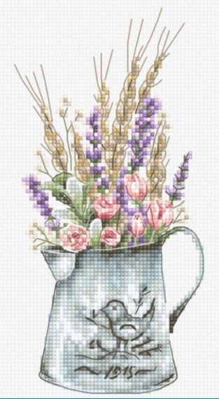 click here to view larger image of Bouquet with Lavender (counted cross stitch kit)