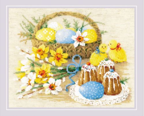 click here to view larger image of Easter Still Life with Chickens (counted cross stitch kit)