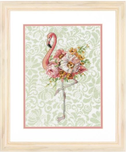 click here to view larger image of Floral Flamingos (counted cross stitch kit)