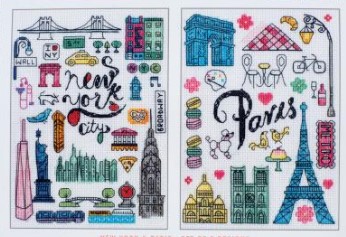 click here to view larger image of New York and Paris (set of two) (counted cross stitch kit)