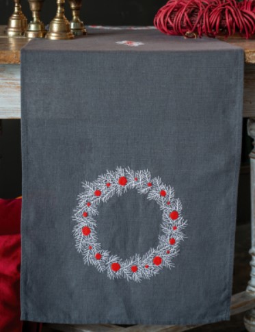 click here to view larger image of Christmas Table Runner (printed linen)