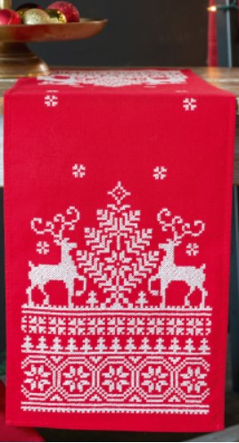 click here to view larger image of Reindeer Table Runner (printed linen)