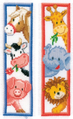 click here to view larger image of Animal Bookmarks (Set of 2) (counted cross stitch kit)