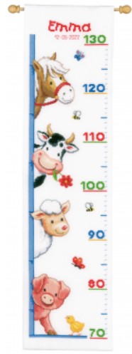 click here to view larger image of Farm Animals - Growth Chart Bellpull (counted cross stitch kit)