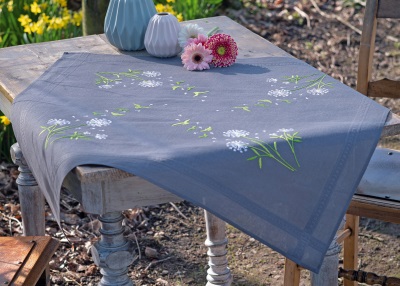 click here to view larger image of Flower Fluff Tablecloth (counted cross stitch kit)