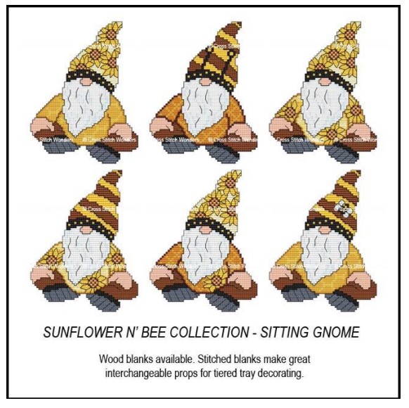 click here to view larger image of Sunflower N Bee Collection - Sitting Gnomes (chart)