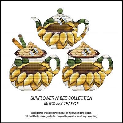 click here to view larger image of Sunflower N Bee Collection - Mugs and Teapot (chart)