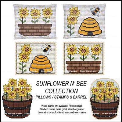 click here to view larger image of Sunflower N Bee Collection - Stamps and Barrel (chart)