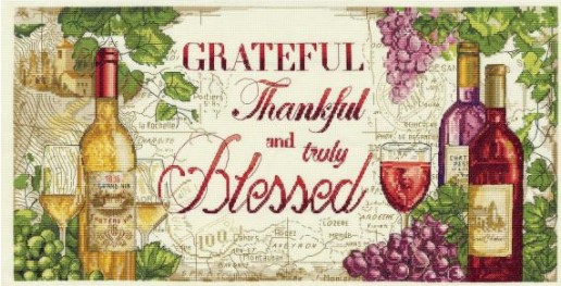 click here to view larger image of Grateful Wine (counted cross stitch kit)