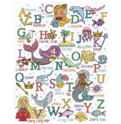 click here to view larger image of Mermaid ABC (counted cross stitch kit)