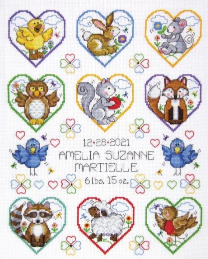 click here to view larger image of Animal Hearts (counted cross stitch kit)