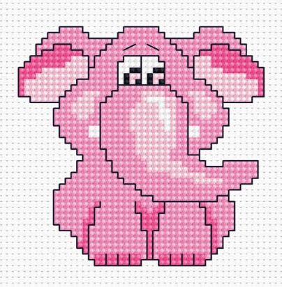 click here to view larger image of Pink Elephant  (counted cross stitch kit)