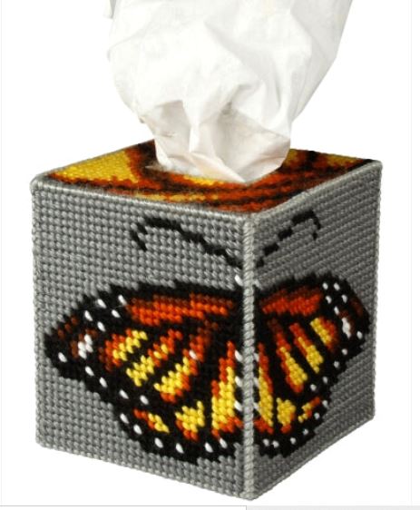 click here to view larger image of Tissue Box Cover - Butterfly (needlepoint kit)
