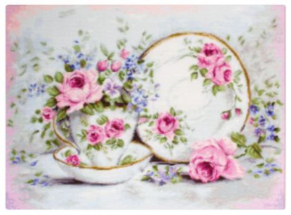 click here to view larger image of Trio and Blooms (counted cross stitch kit)