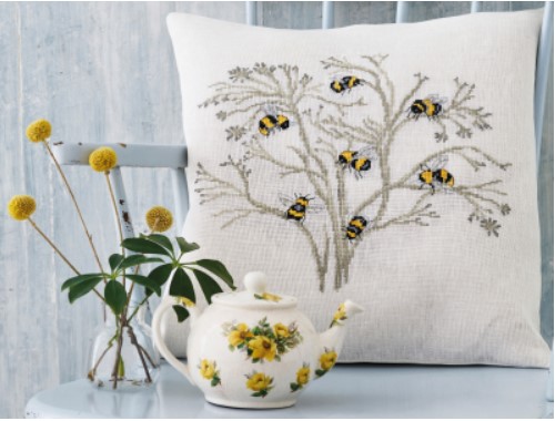 click here to view larger image of Bees Cushion (counted cross stitch kit)