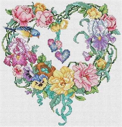 click here to view larger image of Floral Heart Wreath (chart)