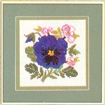 click here to view larger image of Blue Pansy (counted cross stitch kit)