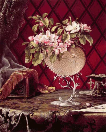 click here to view larger image of Still Life w/Apple Blossoms in a Nautilus Shell - Martin Johnson Heade (chart)