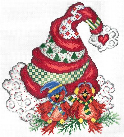 click here to view larger image of Holiday Tweet Hearts (counted cross stitch kit)
