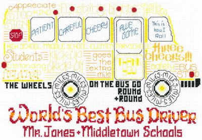click here to view larger image of Let's Cheer for the Bus Driver (counted cross stitch kit)
