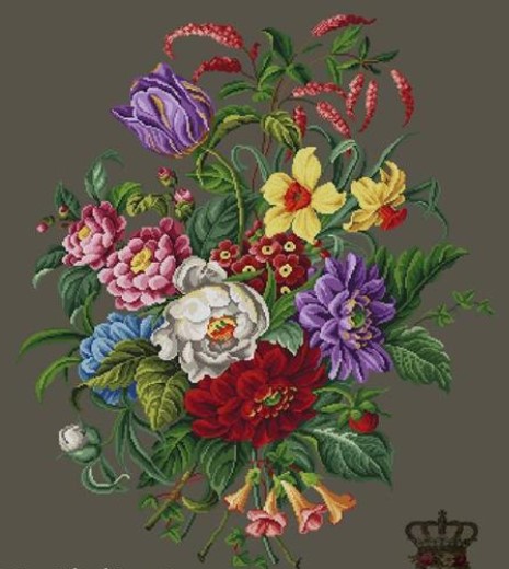 click here to view larger image of Antique Floral Large Bouquet - E (chart)
