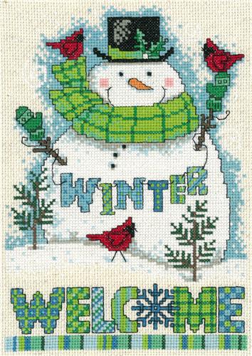 click here to view larger image of Winter Welcome Snowman (counted cross stitch kit)