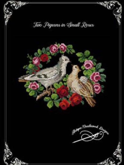 click here to view larger image of Two Pigeons in Small Roses - A (chart)