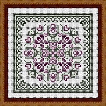 click here to view larger image of May Hearts Square with Purple Irises (chart)