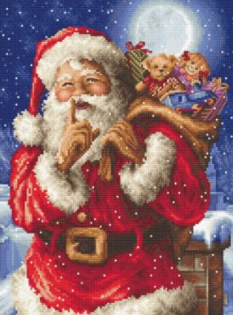 click here to view larger image of Santa’s Secret (counted cross stitch kit)